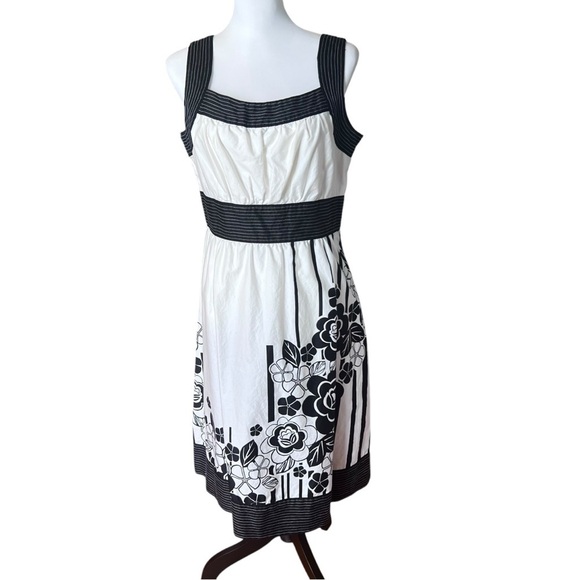 A.N.A. A New Approach Elegant Black and White Colorblock Dress Cotton SZ 14 - Picture 2 of 7